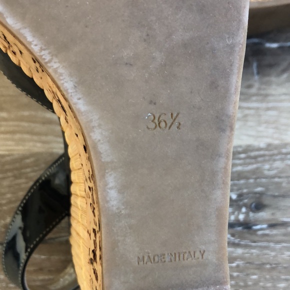 ⭐️HPx2⭐️ EUC PRADA Black Patent Leather Wedge Espadrilles Womens Sz 36.5 US 6.5 - Picture 9 of 11